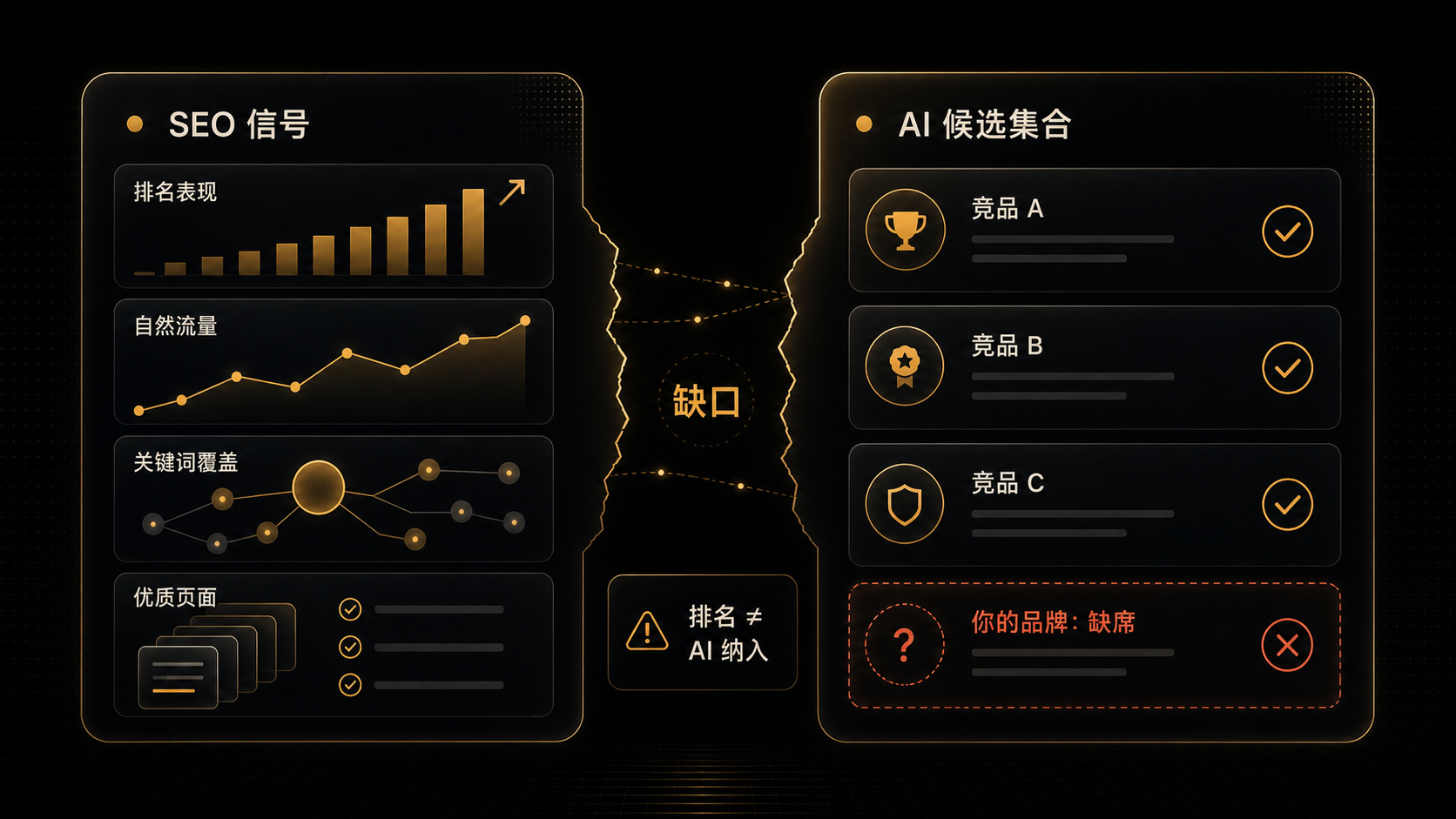 SEO 信号与 AI 候选集合之间的缺口:排名不等于被 AI 纳入